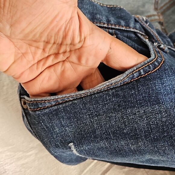 Old Navy Men Distressed Dark Blue Washed Jeans 36×36 - Picture 13 of 16